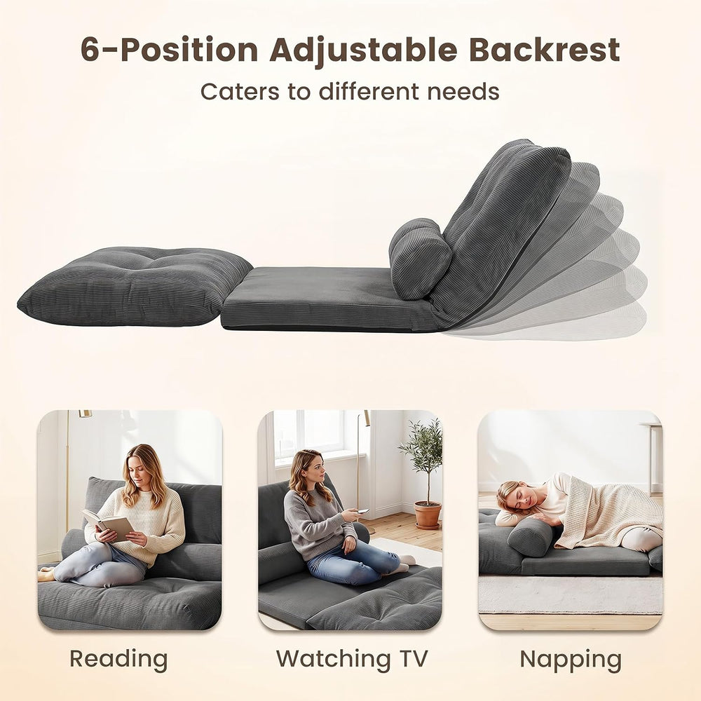 GIANTEX Adjustable Floor Sofa Couch with 2 Pillows, Multi-Functional 6-Positi...