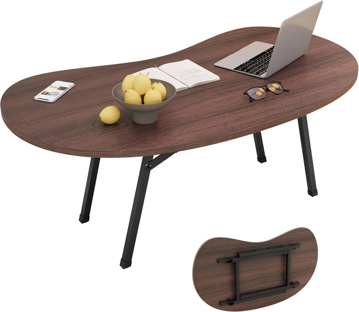 Folding Coffee Tables,Mid Century Modern Coffee Table Easy Assembly,Walnut