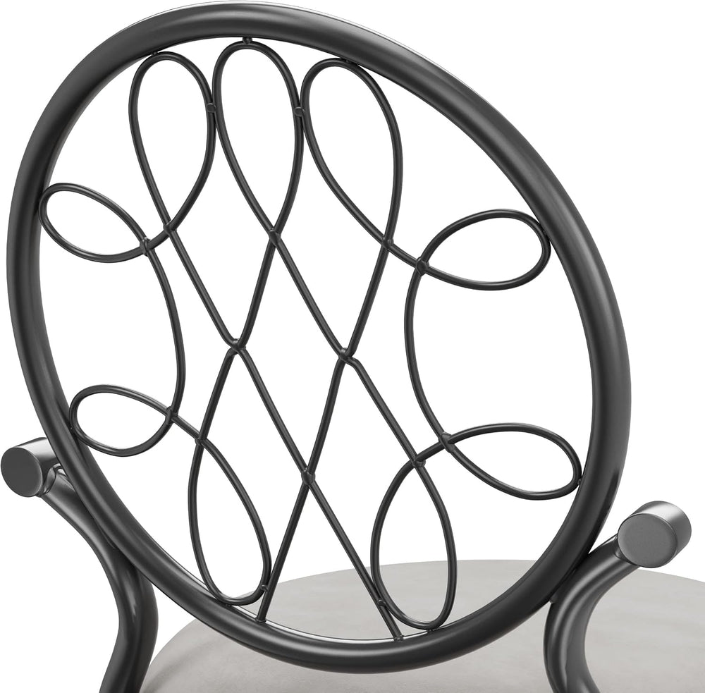 Hillsdale O'Malley Vanity Stool with Spiral Pattern Design, Metallic Gray...