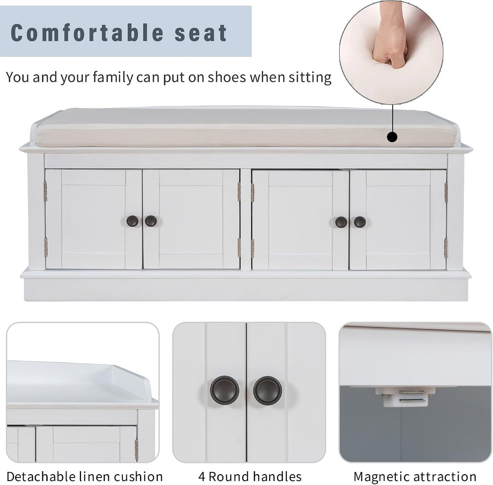 SOFTSEA 42.7" Shoe Bench with Padded Seat Cushion, 2-Tier Entryway Bench...