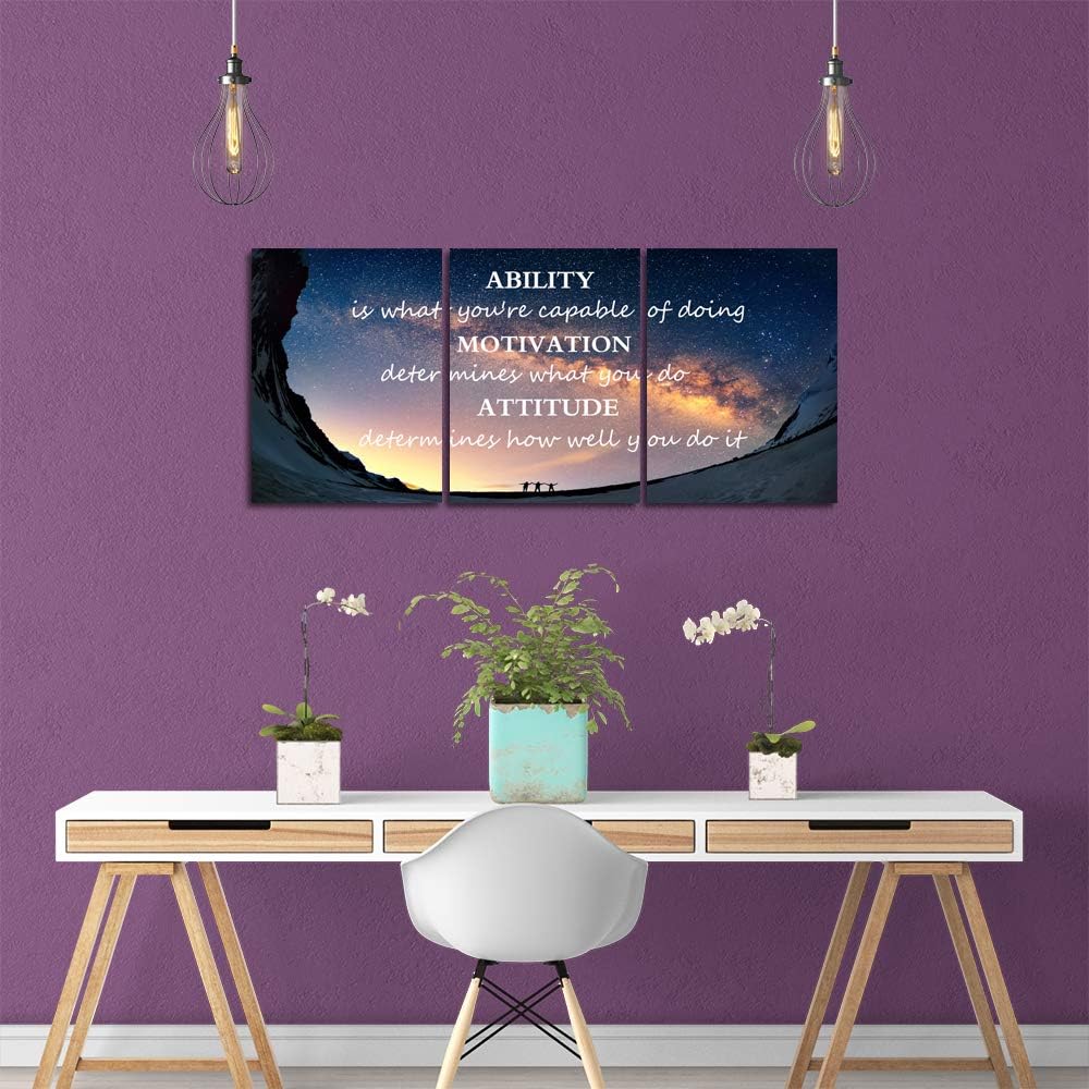 Motivational Quotes Canvas Wall Art Inspirational Ability Motivation Attitude...