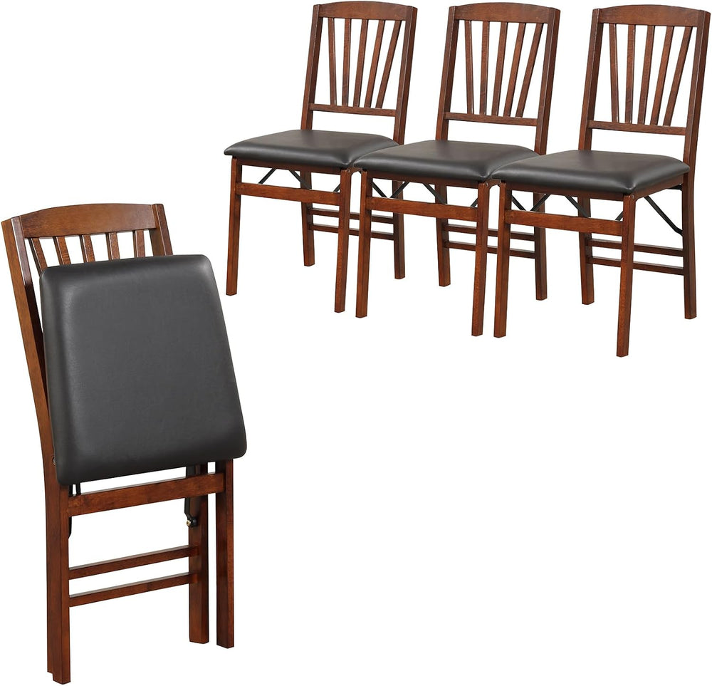 GIANTEX Folding Dining Chairs Set of 4, Foldable Wood Kitchen Chairs with Pad...