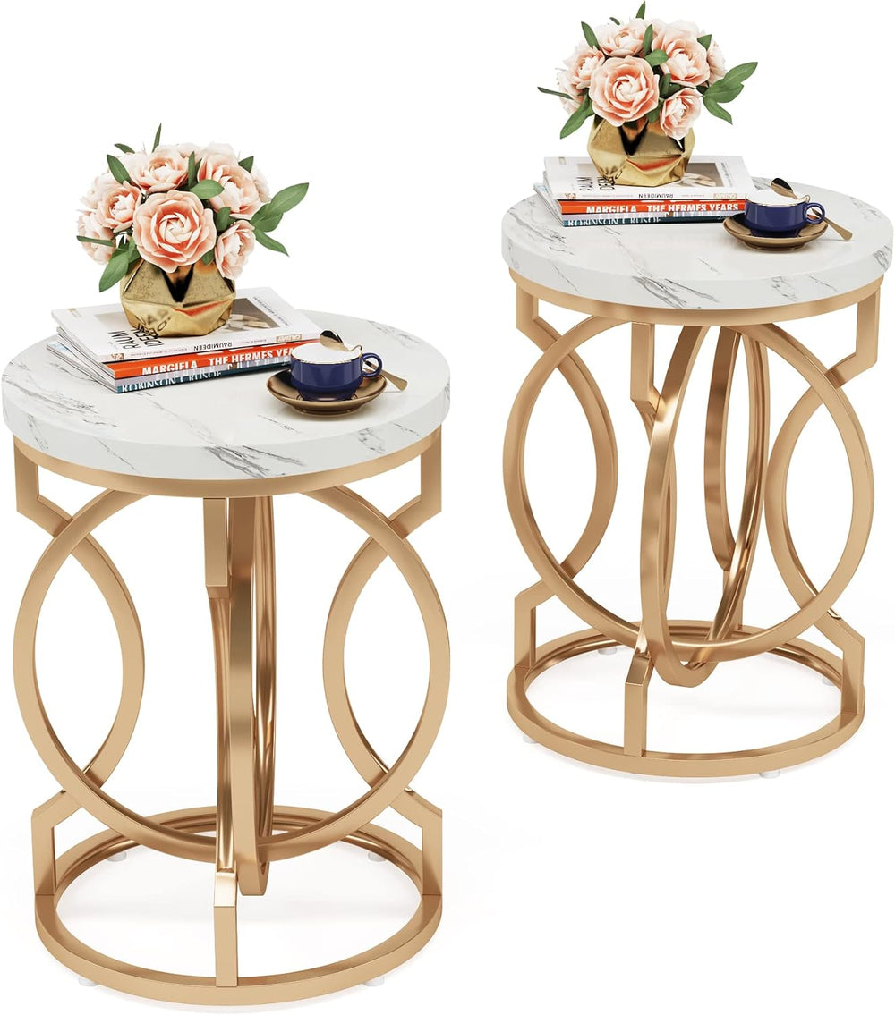 Tribesigns Modern Round End Table Set of 2 with Thickened Tabletop