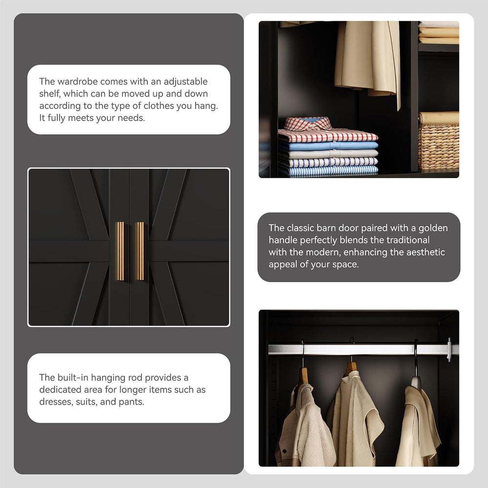 COFaR Metal Armoire Wardrobe Closet with Doors and Shelves & Hanging Rod,...