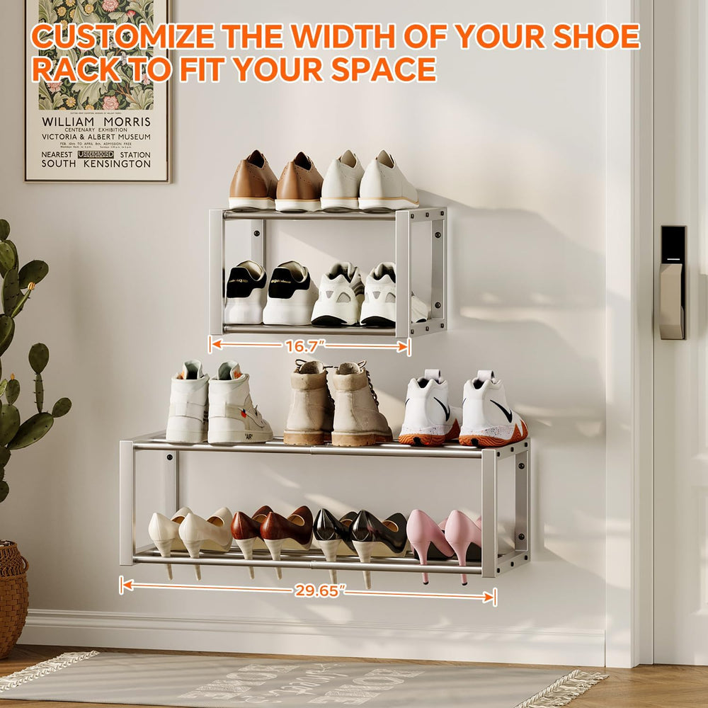 Homeiju Hanging Shoe Organizer,2 Pack Wall Mounted Shoe Rack Holds 12 Pairs,S...
