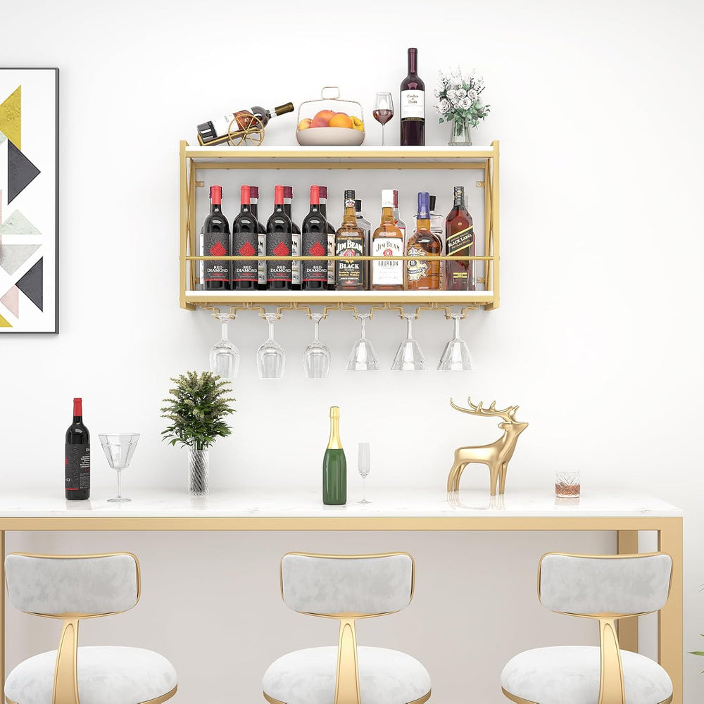 Dokser Wine Rack Wall Mounted Shelf - 2 Tier Wine Bottle Holder for Kitchen |...