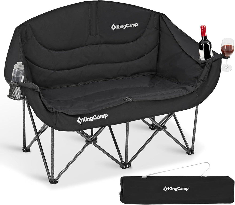 KingCamp Double Camping Chair, Heavy Duty 660lbs Folding 2 Person Chair | Por...