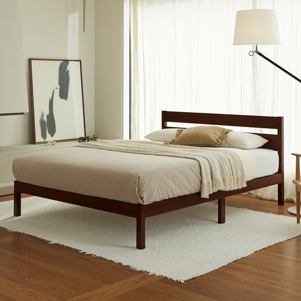 LIFEMENT Classic Wood Platform Bed Frame with Headboard, Essential, Noise Fre...