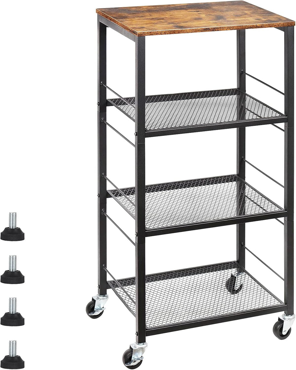 CADUKE Kitchen Storage Cart Baker's Rack 4-Tier Industrial Wood | Kitchen...