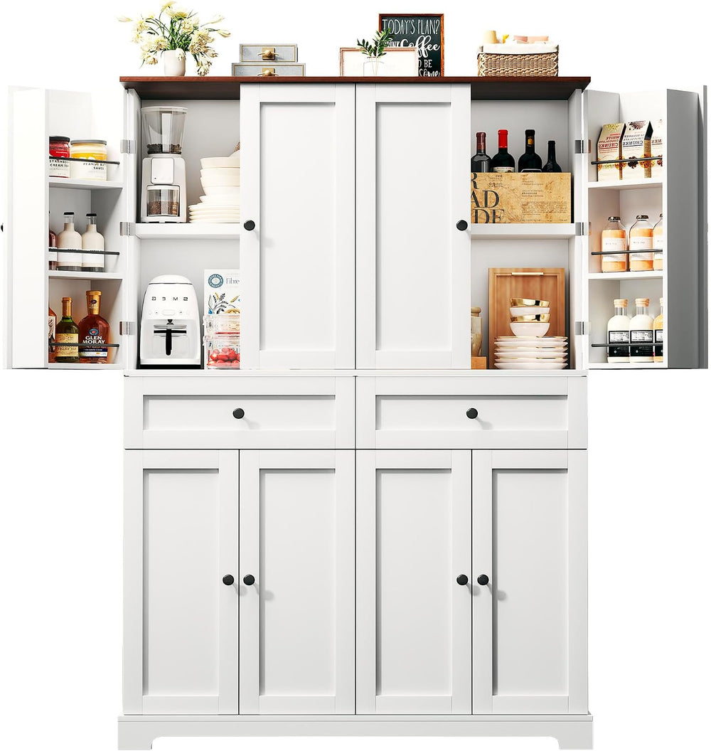HUAHUU 71" Kitchen Pantry Cabinet with 6 Door Shelves, Tall Pantry Stora...
