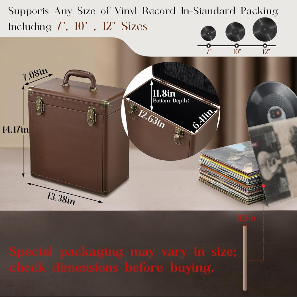 Hododou Vinyl Record Storage Box with Lock Record Organizer Storage for 30+ S...