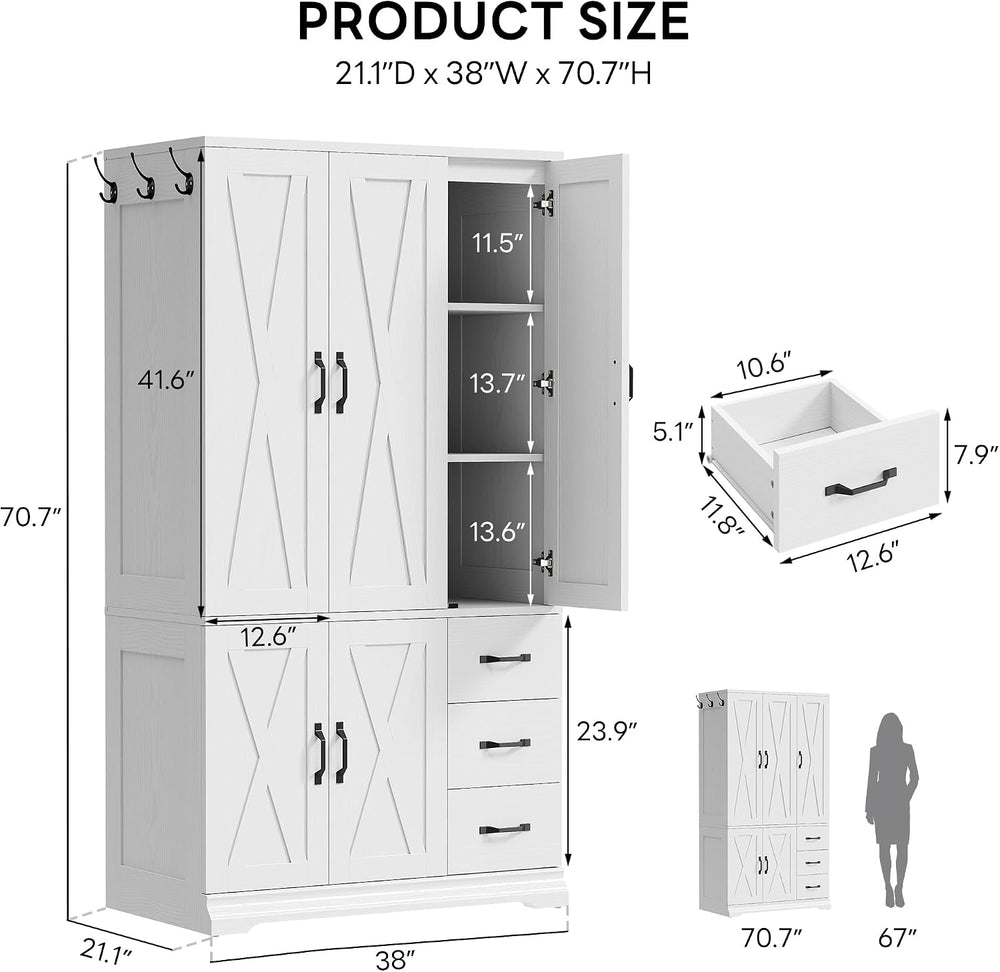 LIKIMIO Wardrobe Cabinet with Drawers and Doors for Bedroom and Guest Room