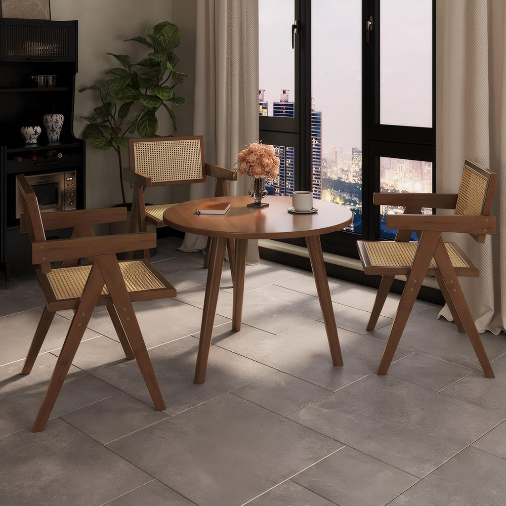 Mid Century Dining Chairs Set of 2, Rattan Accent Armchairs for Living Room, ...