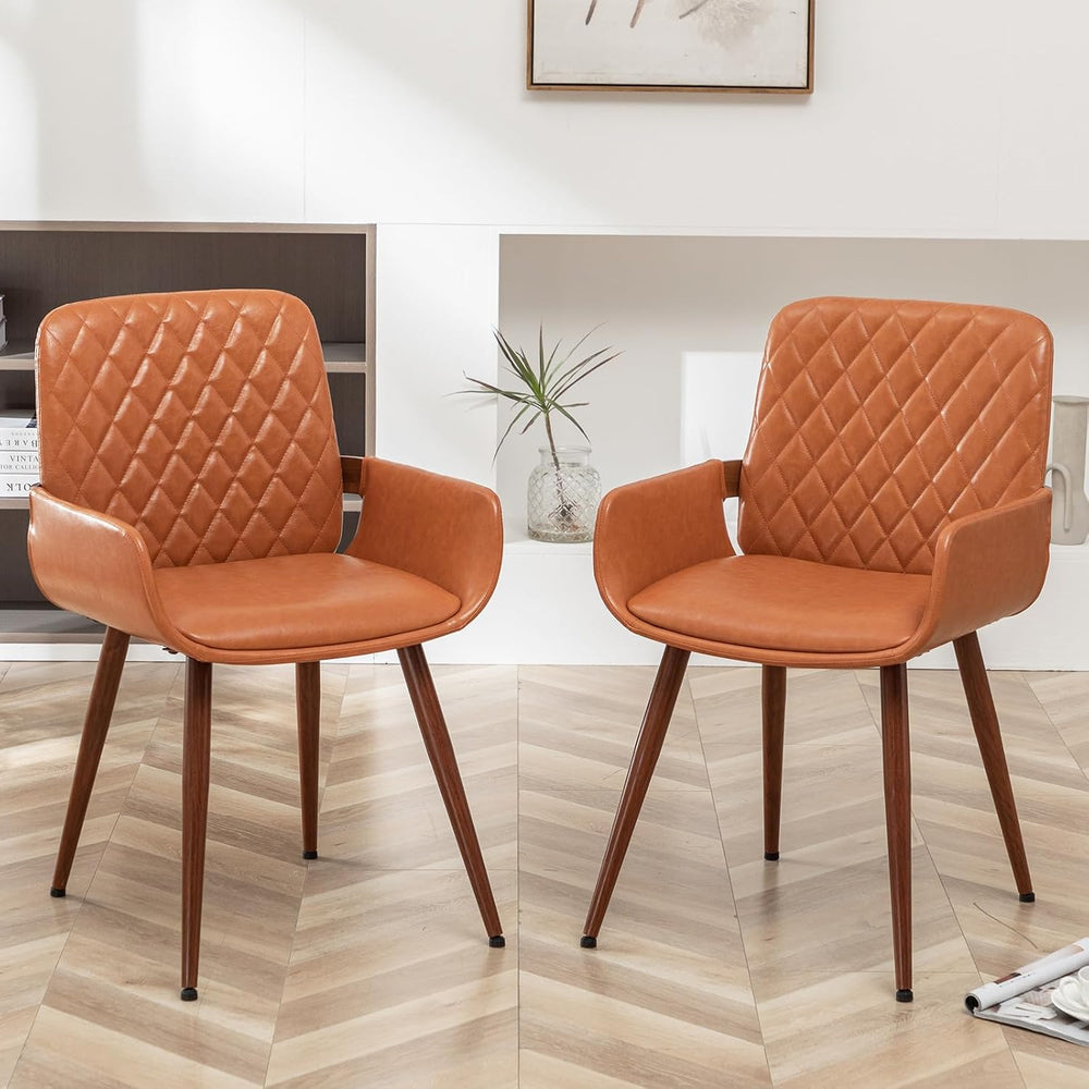 LUNLING Mid Century Modern Dining Room Chairs Set of 2 Accent Faux Leather Ki...