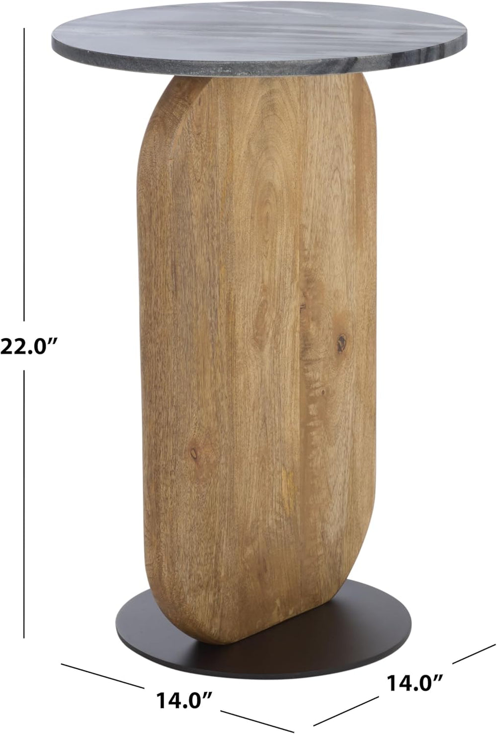 SAFAVIEH Home Collection - Kokhy Side Table, Natural Wood Base with Round Bla...