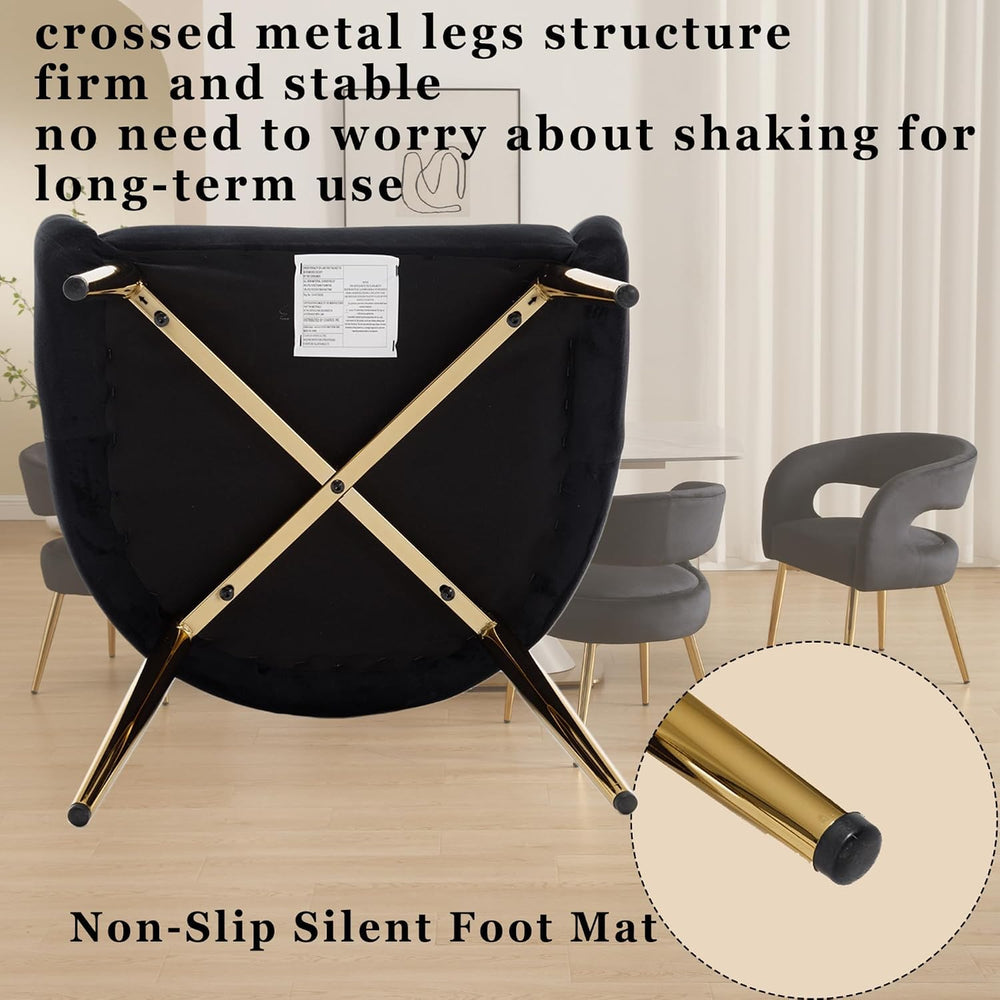 Hyfirm Black Barrel Dining Chairs Set of 4, Upholstered Velvet Dining Room Ch...