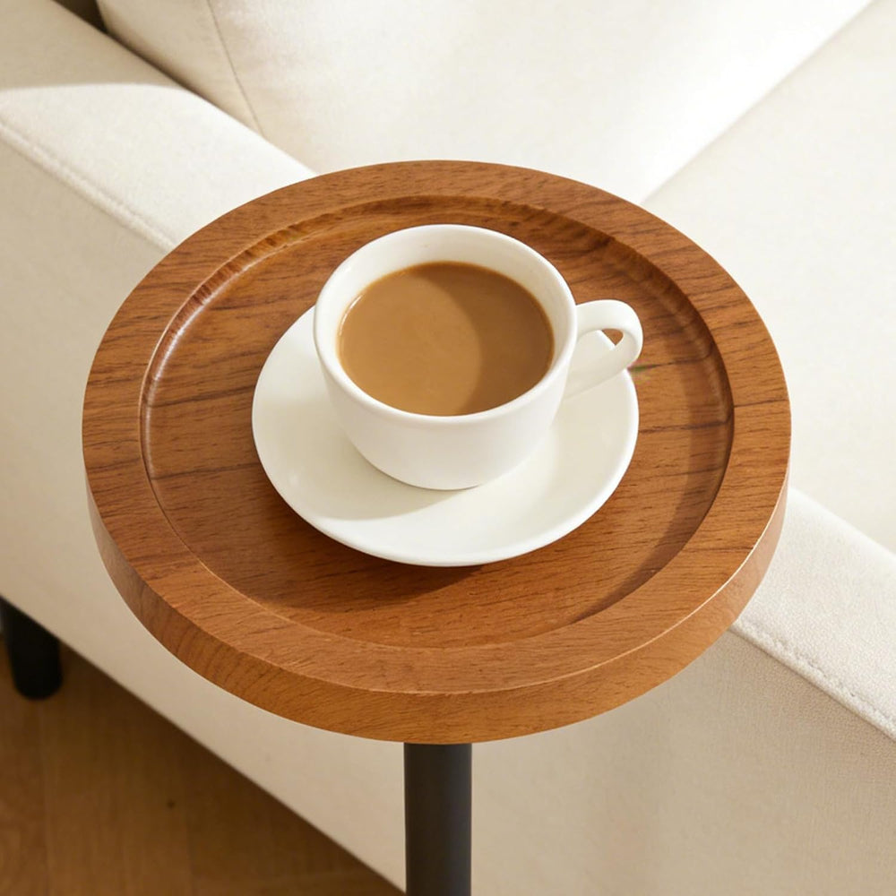 YYW Drink Table, 7.87" Small Round Side Table, Pedestal Side Table, Circ...