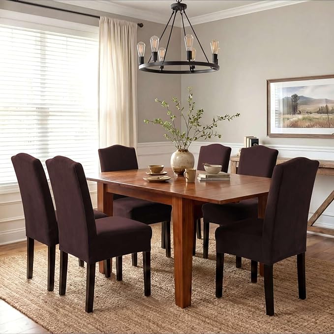 H.VERSAILTEX Velvet Dining Chair Covers Stretch Chair Covers for Dining Room ...