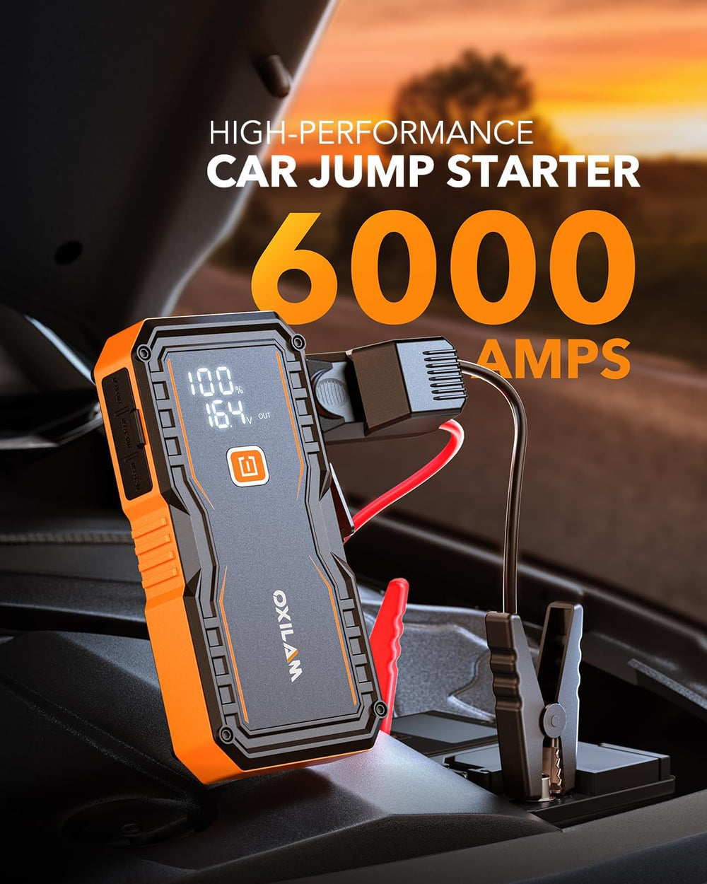 OXILAM Jump Starter 6000A for All Gas/12L Diesel, Car Battery Jumper Starter ...