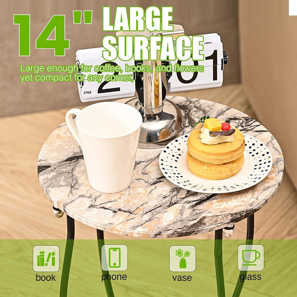 Indoor Side Table for Small Space, Versatile 21 Inch Tall Round Side Table fo...