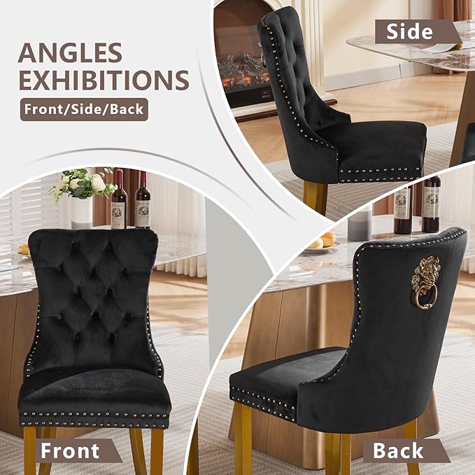 Velvet Dining Chairs Set of 6, Modern Tufted Dining Room Chair, Upholstered D...