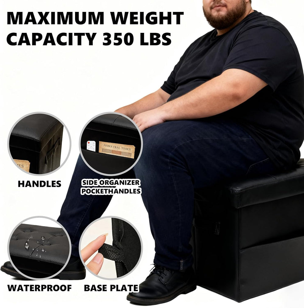 ALASDO Storage Ottoman Footrest Stool Small Ottoman with Storage Foldable Ott...