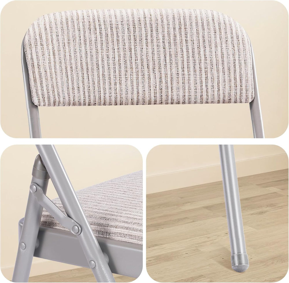 4 Pack Folding Chairs with PU Padded Cushion and Back, Commercial Grade Metal...