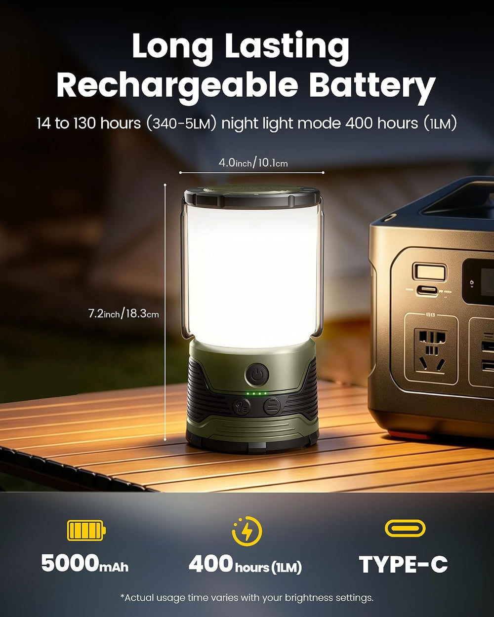 Glocusent 1200LM LED Camping Lantern Rechargeable, Lantern for Power Outage