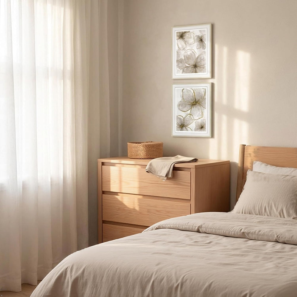Bedroom Framed Flower Wall Art: Living Room Bathroom Floral Picture 2 Piece M...