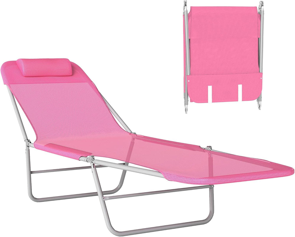 Outsunny Folding Chaise Lounge Chair, Pool Sun Tanning Chair, Outdoor Lounge ...