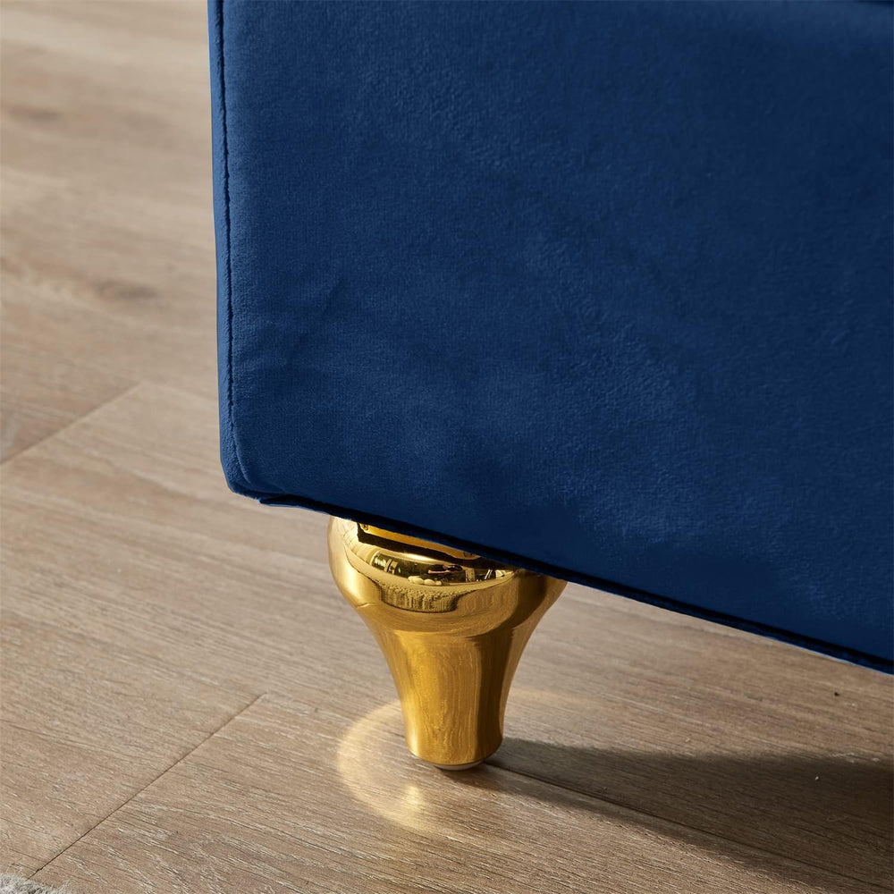 Polibi 60.6" Velvet Chaise Lounge Chair with Hidden Storage Space, Golde...