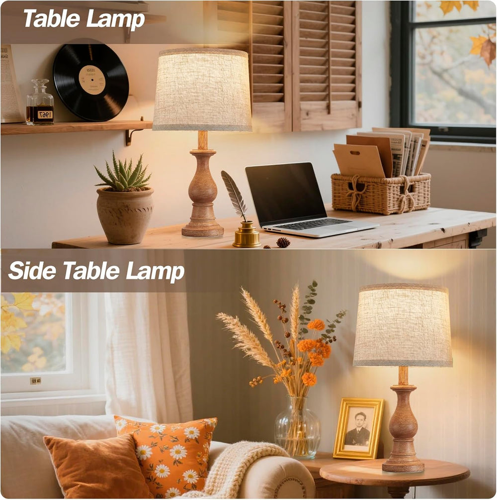 Table Lamps Set of 2, 18.5" Vintage Bedside Lamps for Bedroom Living Room