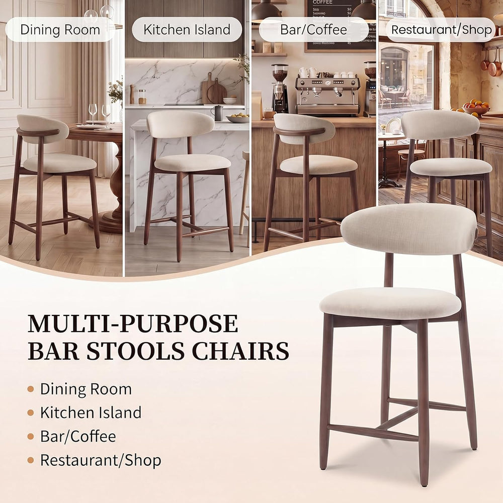 MALOL Counter Height Bar Stools Set of 2, Kitchen Bar Stools with Back, Mid C...