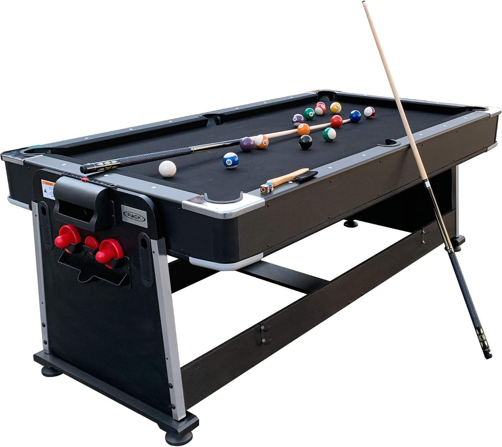 RACK Triad 7-Foot 3-in-1 Multi-Game Swivel Table - Billiards/Pool, Table Tenn...