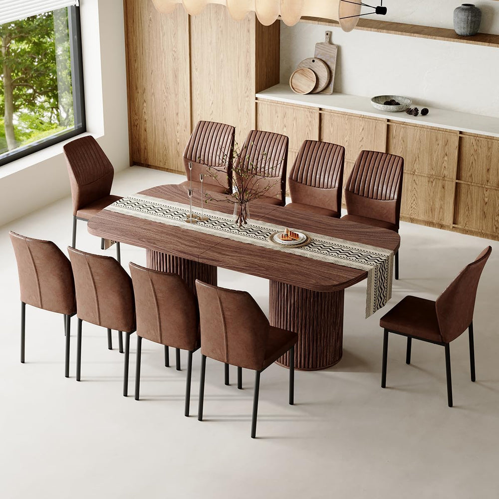 79" Dining Table Set for 10,Large Rectangular Kitchen Table Set for 10 w...