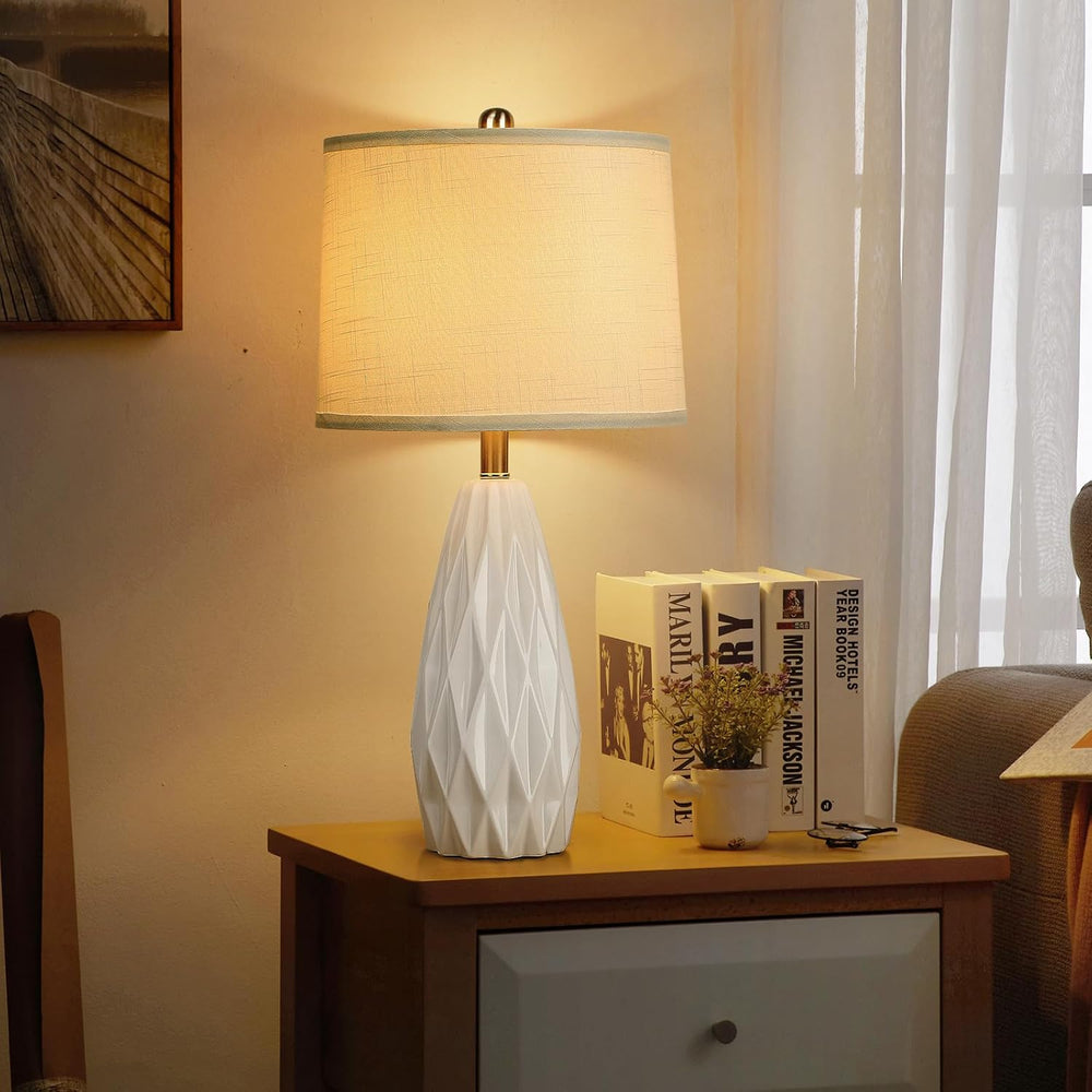 25'' Table Lamp White Table Lamps Modern Ceramic Lamps for Night Stan...