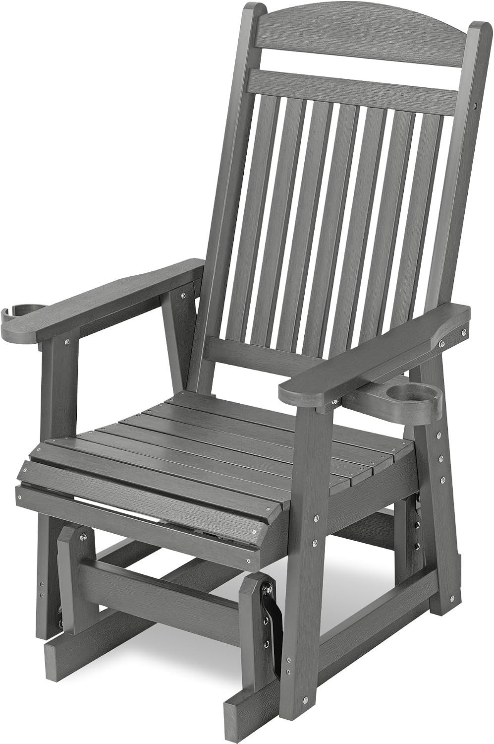 Poly Lumber Patio Glider for One Person, with Cup Holders, High Backrest and ...