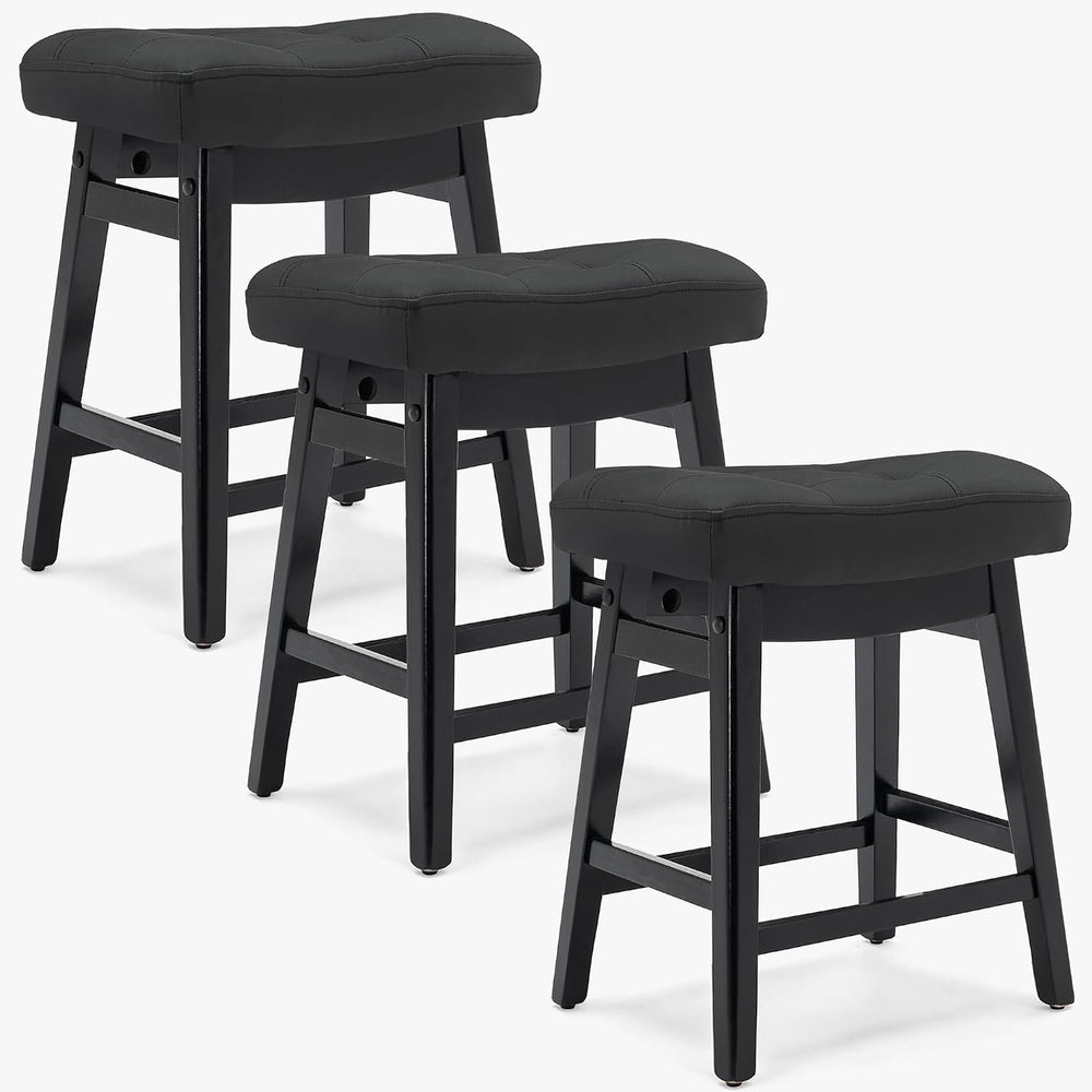 RNKSFX Counter Height Black Bar Stools Set of 3 for Kitchen Counter, Backless...