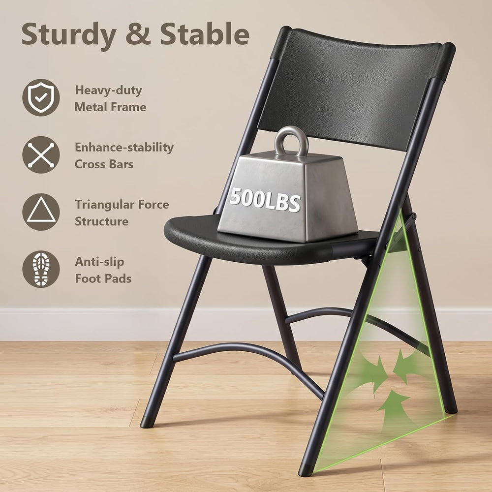 Folding Table and Chairs Set for 4, 4FT Adjustable Height Plastic Folding Tab...