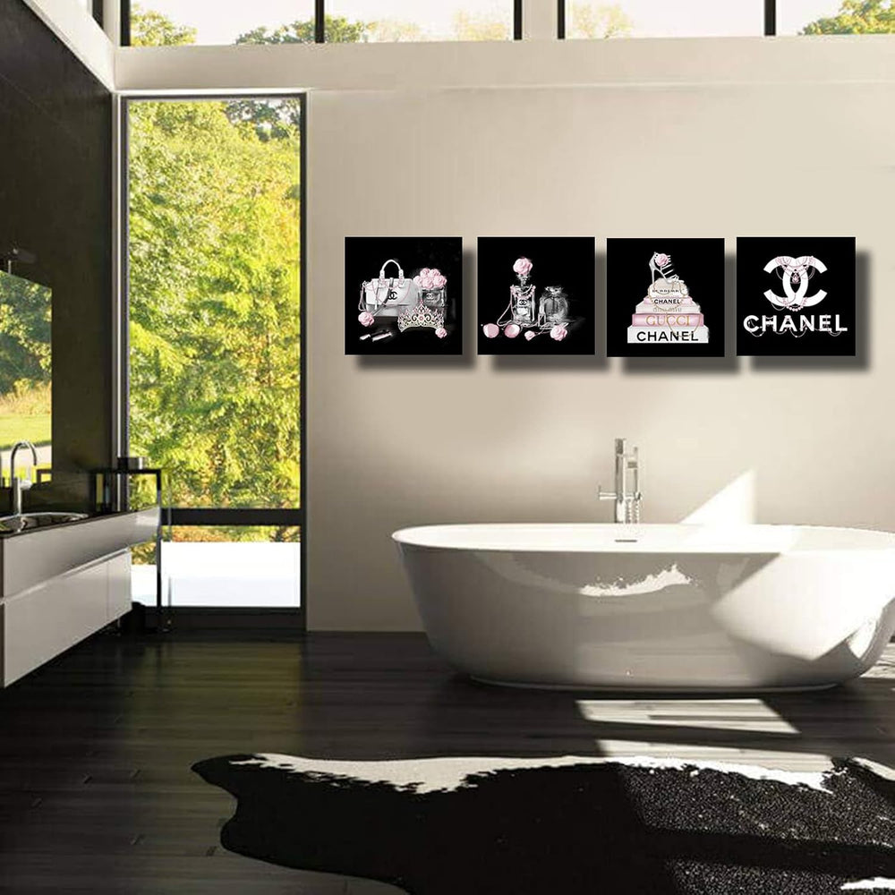 Meetdeceny Black And White Wall Art/Pink Book Pictures Room Decor for Teen Gi...