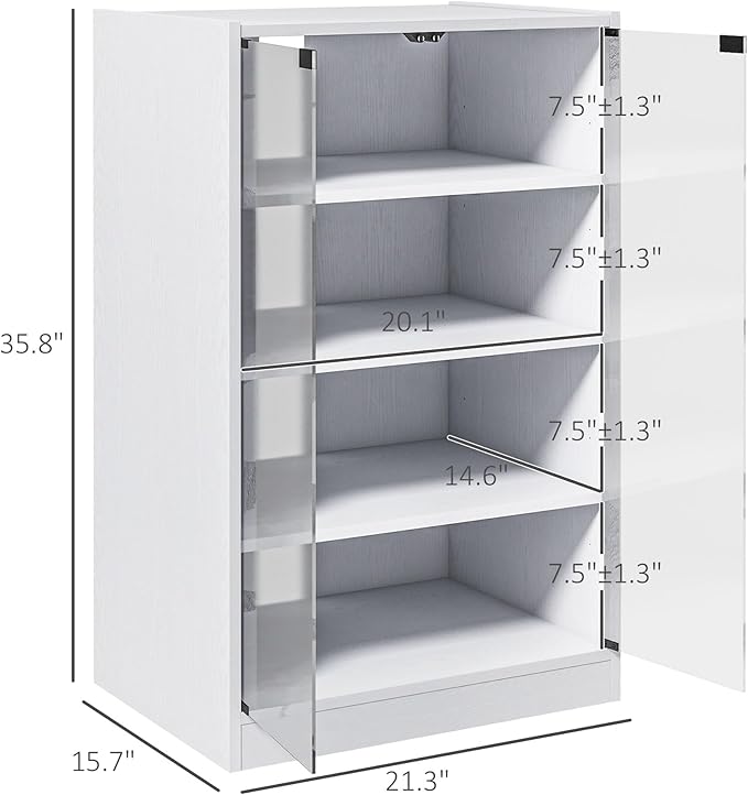 HOMCOM Media Cabinet, 4-Tier Stereo Cabinet for Vinyl Record Player, Gaming C...
