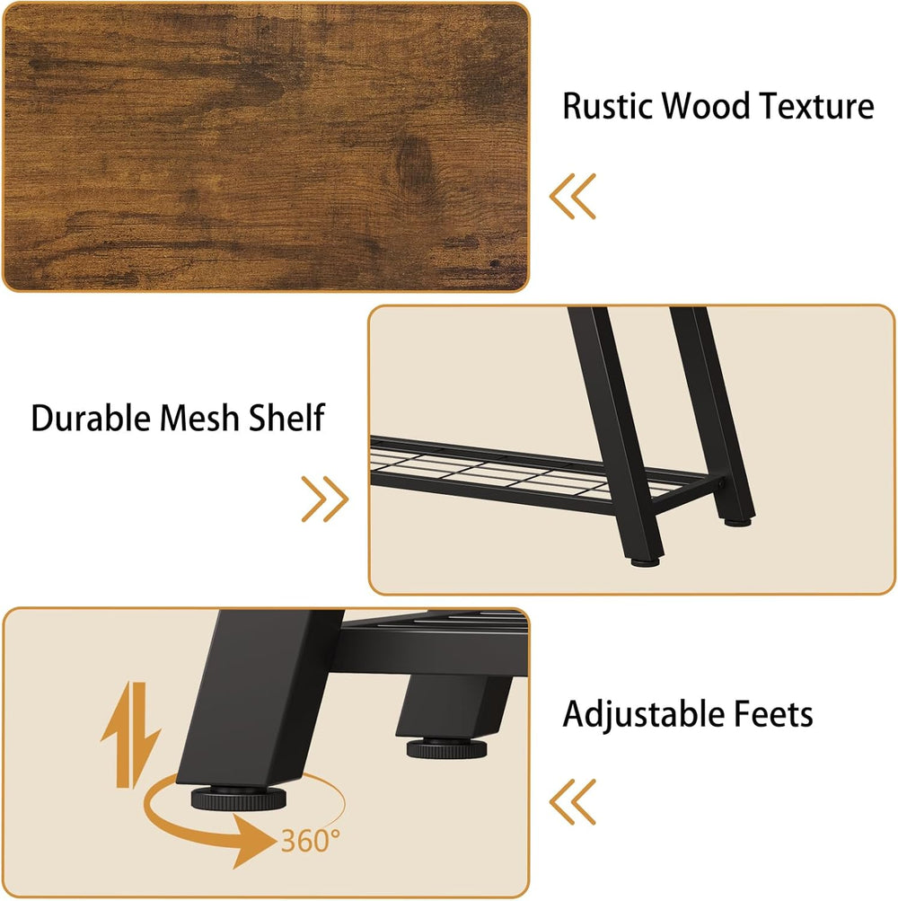 Oastreeful Storage Bench Industrial Rustic Wooden and Metal Entryway Shoe Boo...