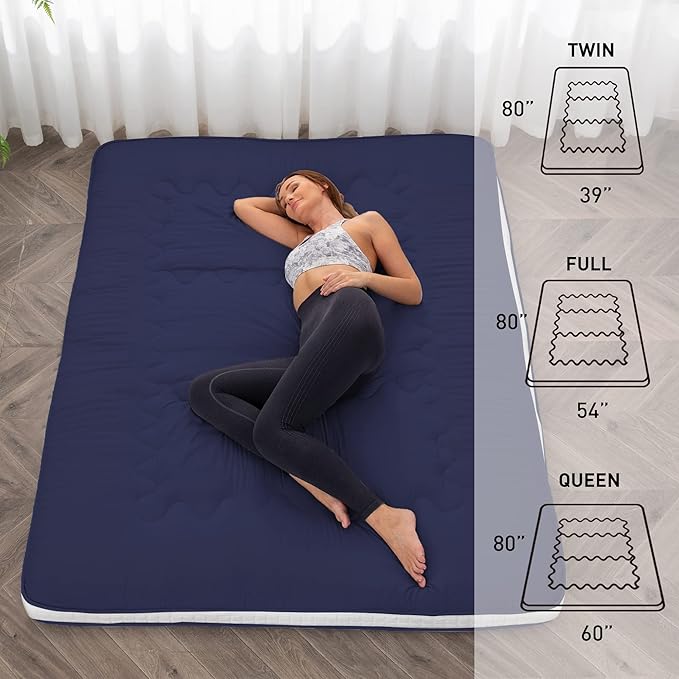 Dr.Futon Japanese Floor Futon Mattress Extra Thick Folding Roll Up Bed Topper...