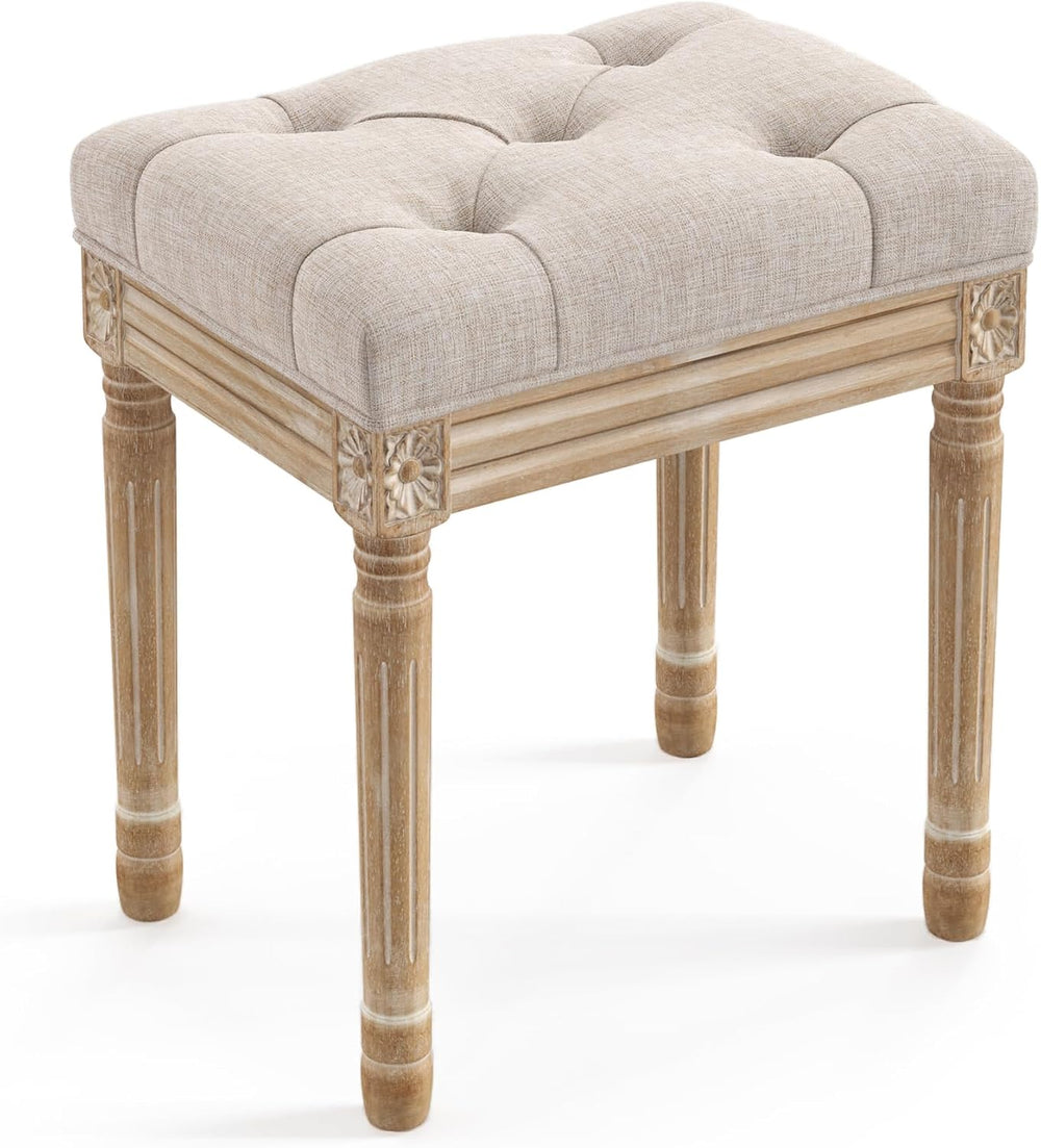 LUE BONA Upholstered Fabric Vanity Bench Seat, Makeup Stools for Vanity, Squa...