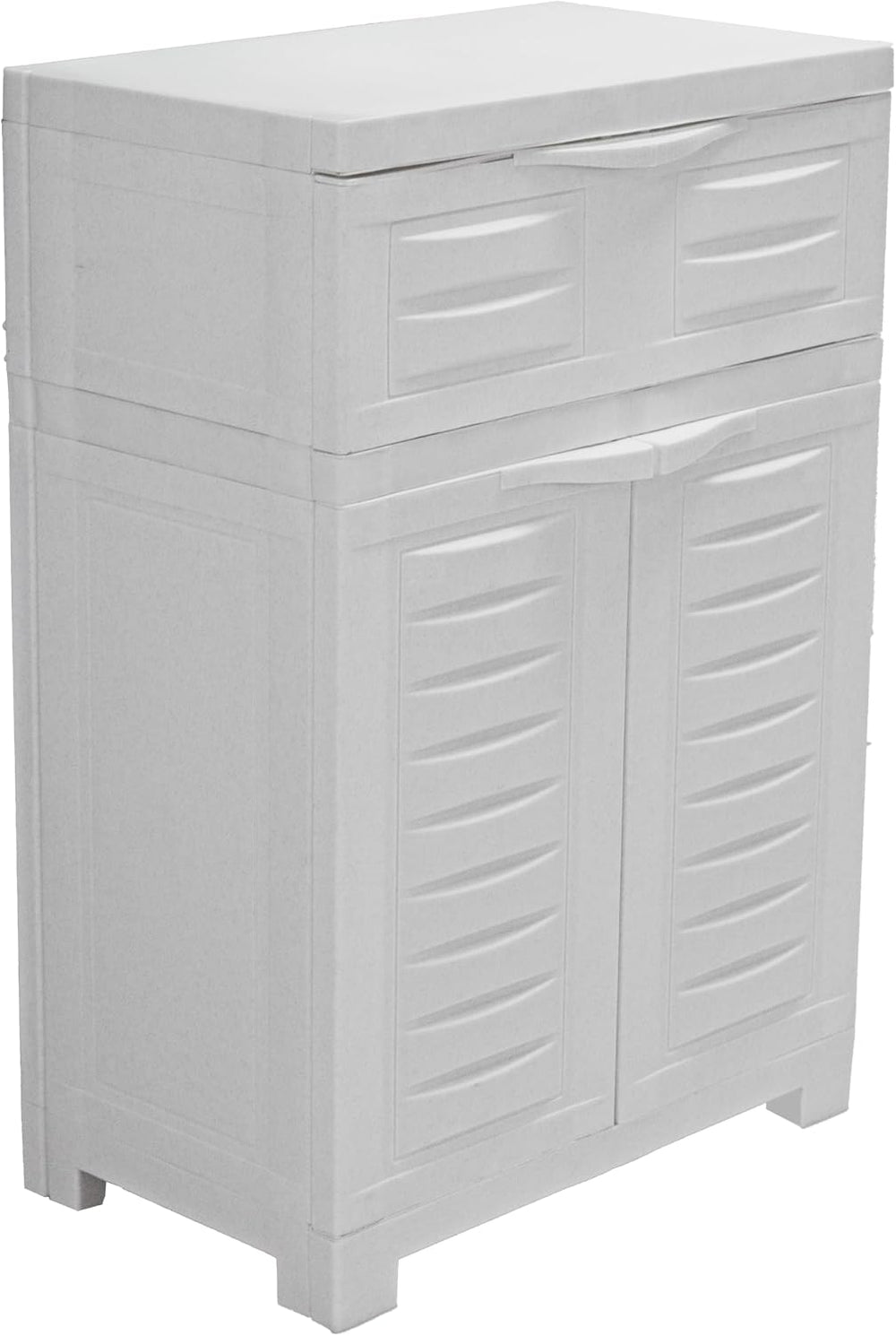 Sunnydaze 34.5" Garage Storage Cabinet with Adjusting Shelf, Speckled White