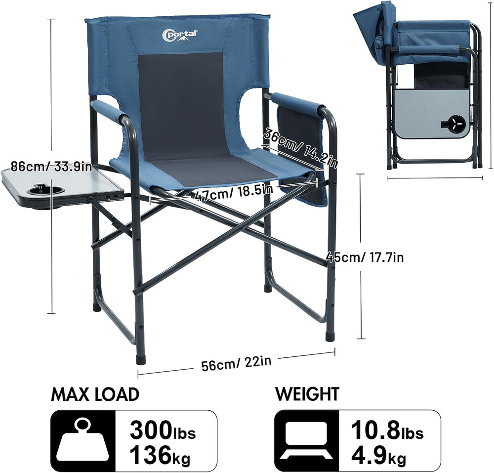 Portal Directors Chair Camping Chairs for Adults with Side Table Folding Lawn...