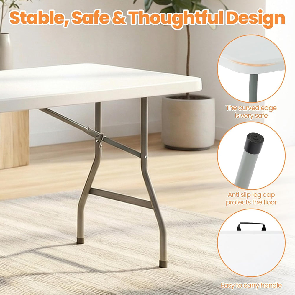 8 FT Plastic Folding Table Chairs Set, 7-Piece Portable Foldable Table and Ch...