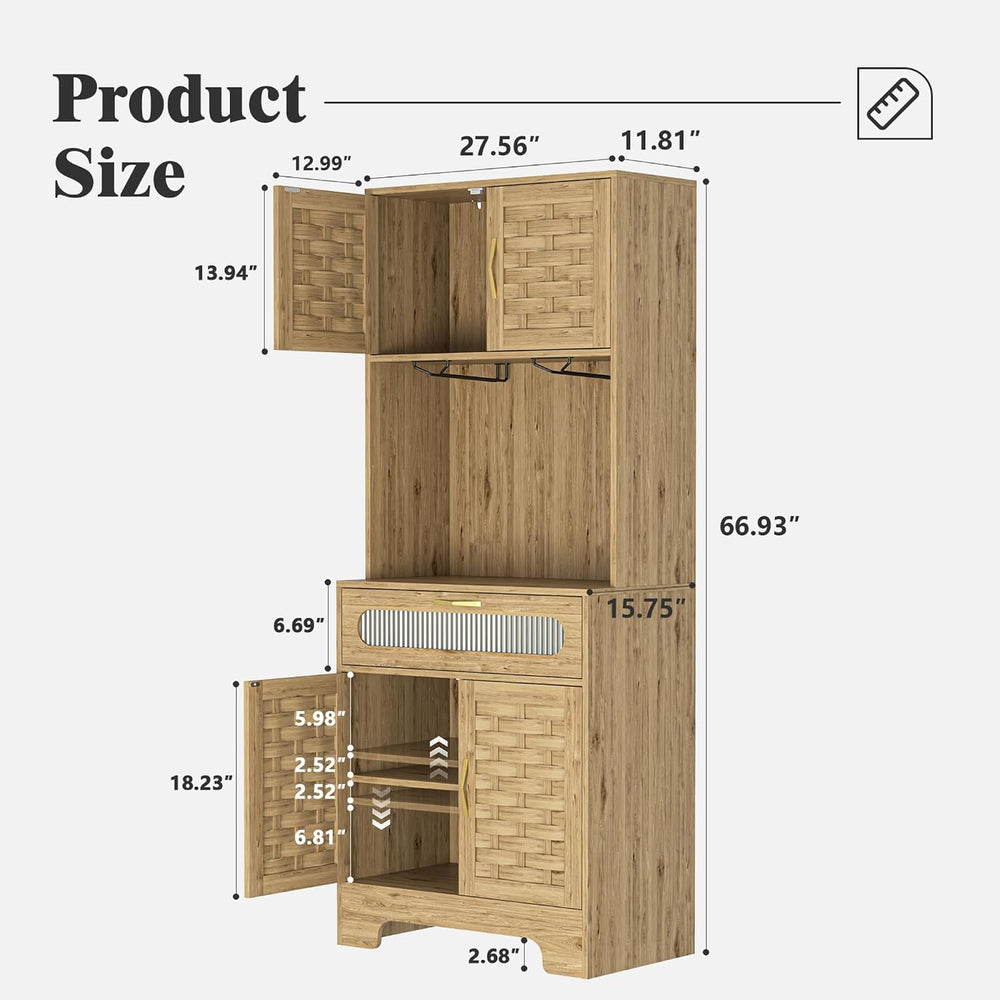 67'' Tall Pantry Buffet Cabinet Freestanding Hutch Cupboard for Home,...