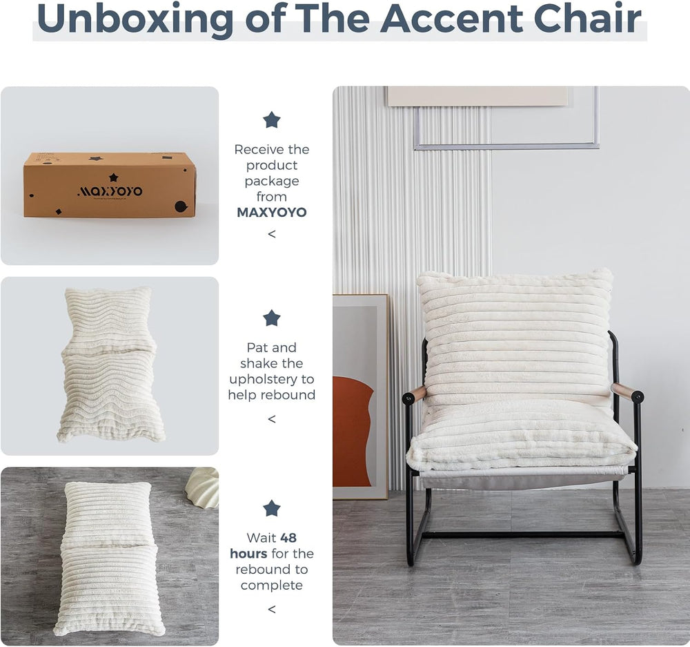 MAXYOYO Accent Chair, Sherpa Arm Chair for Living Room, Mid Century Modern Ac...