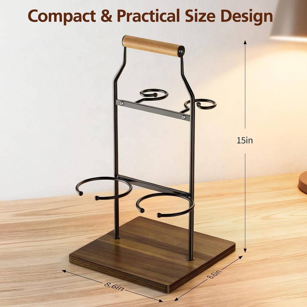 Desktop Wine Rack, 2-Bottle Holder with Dual Glass Holder, Wine Storage Racks...